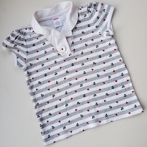 Gymboree Bon Voyage Nautical striped Top white collar anchor sailing